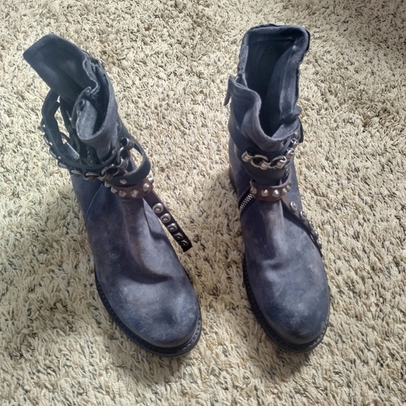 A.S. 98 Chester Distressed Moto Boot in nebbia Sz 39/9 - Picture 2 of 8